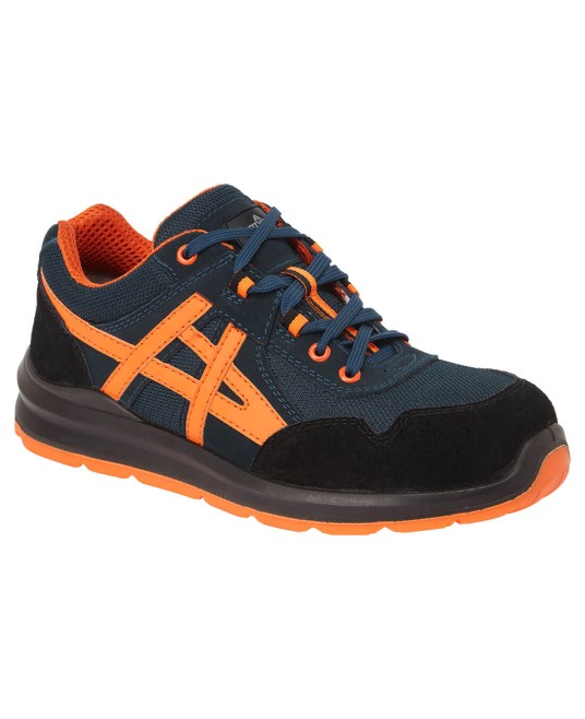 Pantofi de protectie sport S1, branturi cu gel, negru portocaliu